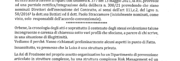 Esposto su Convenzione con la Libera Università Internazionale degli Studi sociali “Luiss Guido Carli” – illegittimità – verifica ed accertamento eventuali responsabilità
